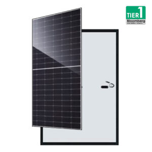 Placa Solar 605-625W Monofacial G12 N-TYPE Full Negro | Marco Negro Malla Blanca | Marco Plata Malla Blanca
