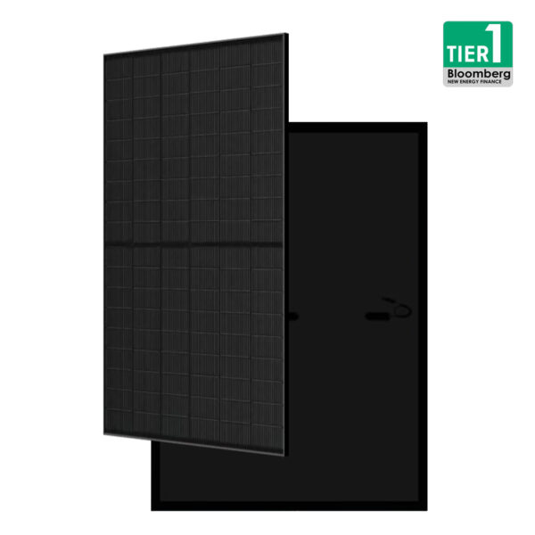 Placa Solar 490W a 510W Monofacial G12 N-Type Full Negro | Marco Negro Malla Blanca | Marco Plata Malla Blanca