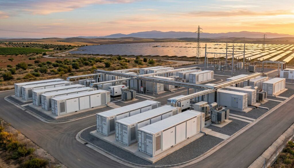 Sistema de almacenamiento BESS integrado con planta solar para eliminar curtailment y maximizar los ingresos del parque fotovoltaico